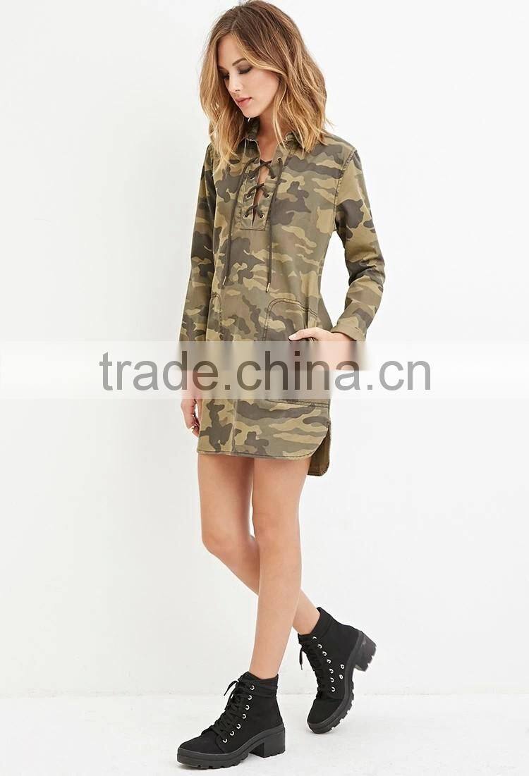 2015 Jeans camo military shirt dress