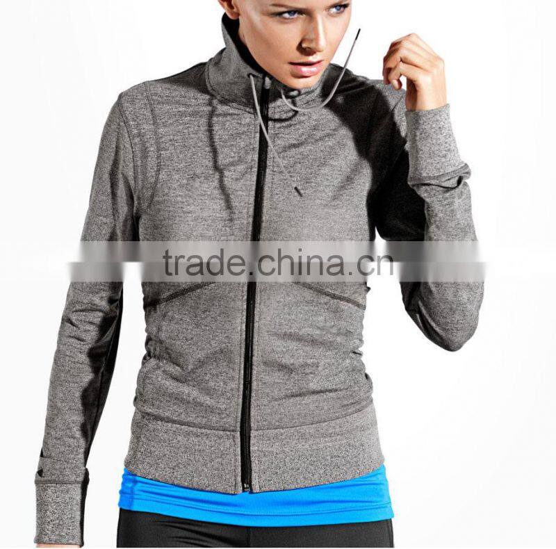 wholesale sport fitness clothing women plain slim fit hoodie jacket