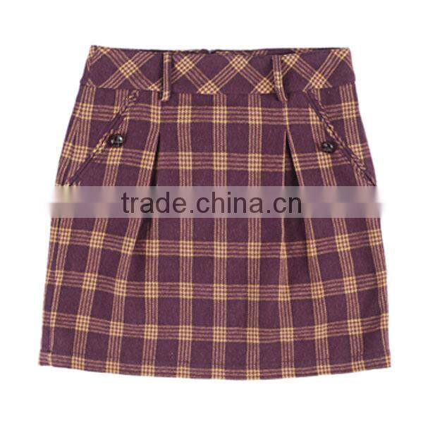 New Arrival good quality check fabric sexy mini skirt models