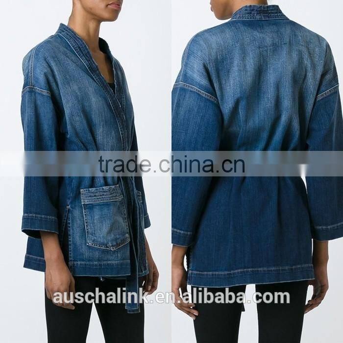 hot sale unique design lady denim kimono style jackets for sale