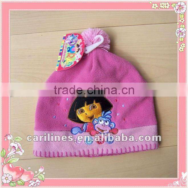 cheap windproof polar fleece child striped beanie hat factory