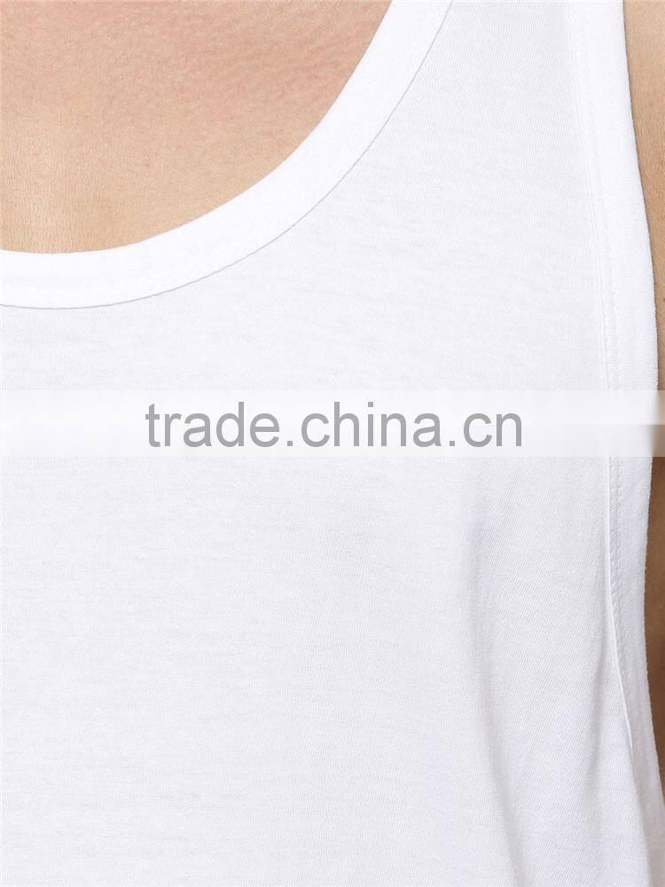 Mens summer plain white longline stringer vest wholesale