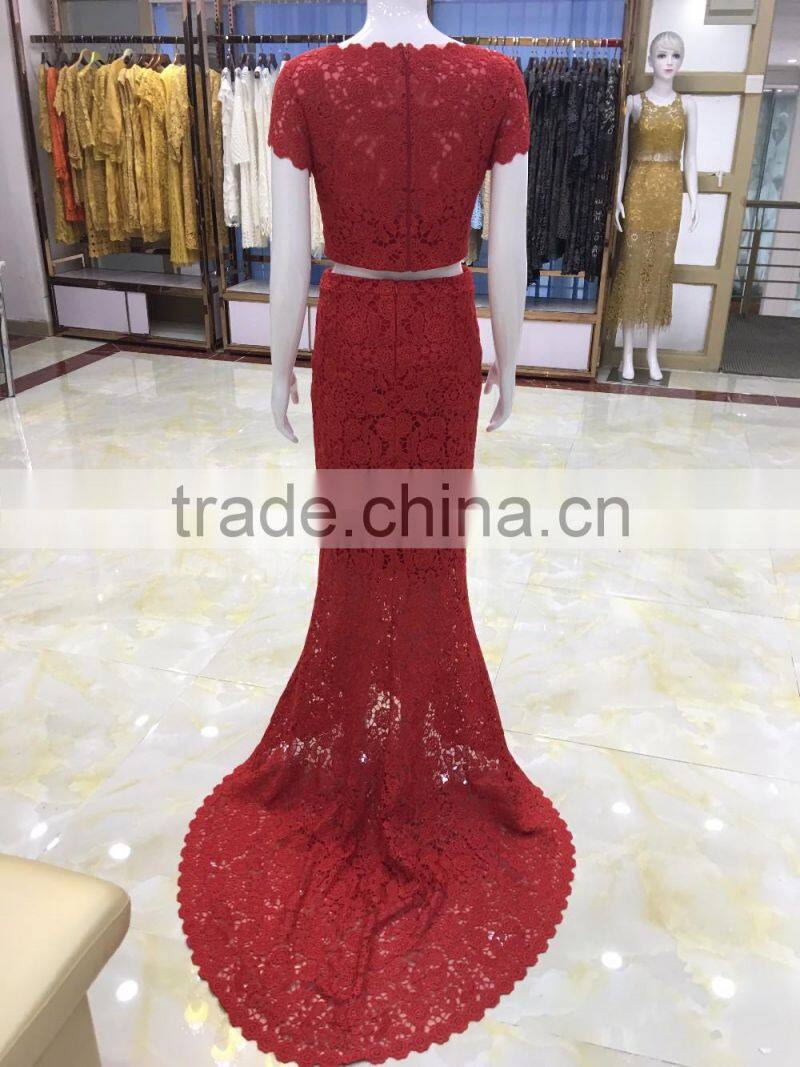 lady's crochet bead wedding dress with machine made