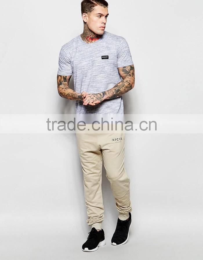 Custom design 100% cotton mens skinny joggers with pulling rope