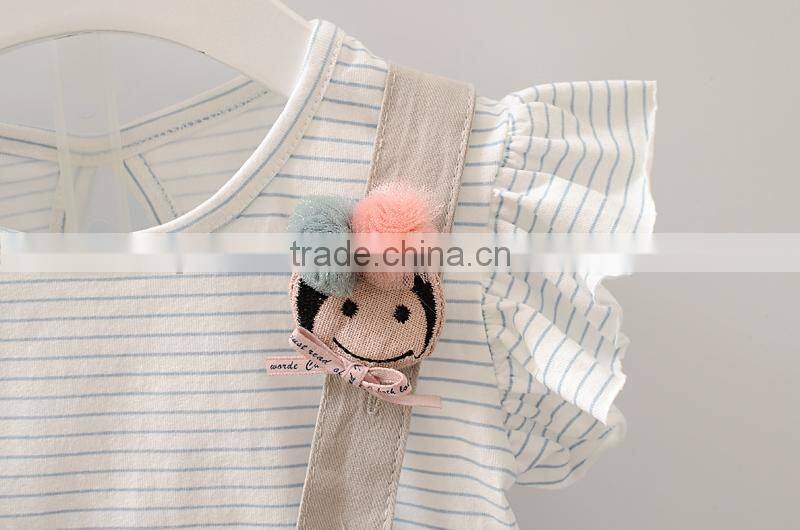 Kids Clothes Flutter Shirt Match Suspender Shorts Fashion Child Girl Dress