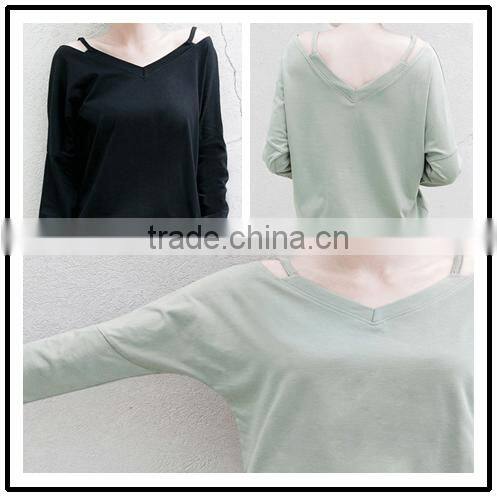 wholesales fashion t-shirt long sleeve comfortable designs for ladies