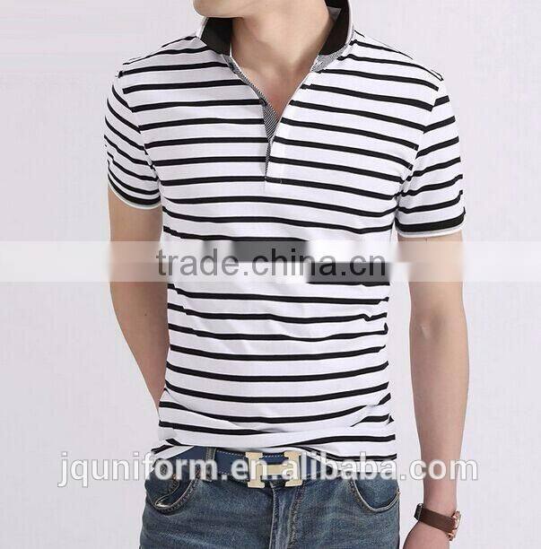 custom hot selling lowest price plain casual black and white stripe mem's t-shirt wholesale for sale