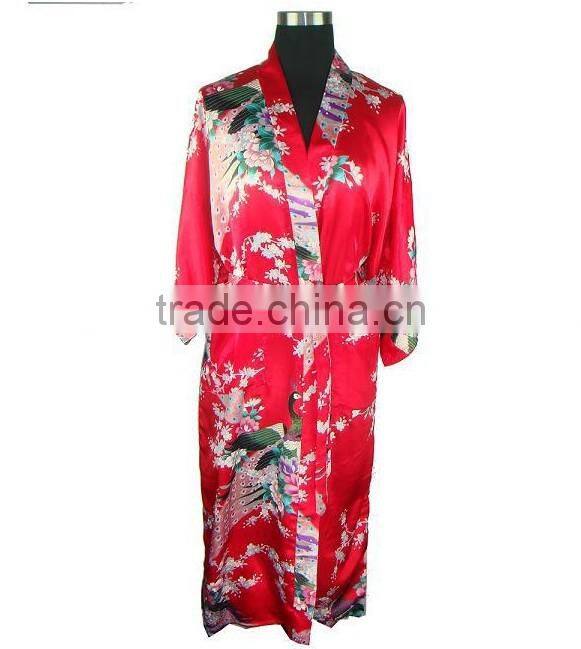 Women fashion robe Peacock Satin NightGowns,Satin Night Dress NG024
