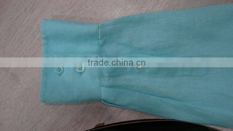 2017 latest pattern linen fabric casual mens shirts with contrast color on the collar
