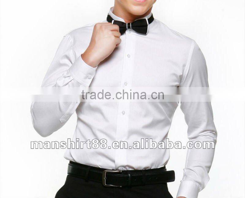 100% cotton mandarin collar slim fit white mens dress shirt