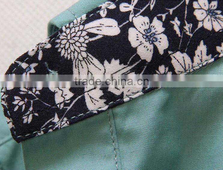 Slim light lake blue color short sleeve cotton men shirts