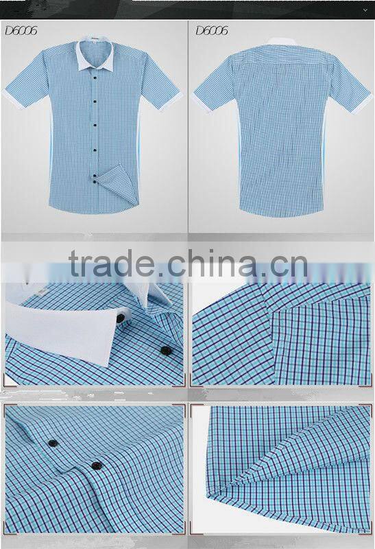 custom men plaids red ,blue , yellow color short sleeve shirts