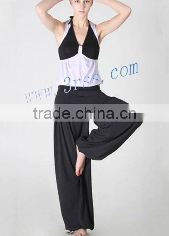 V neck tee wide leg pant custom yoga sport wear women