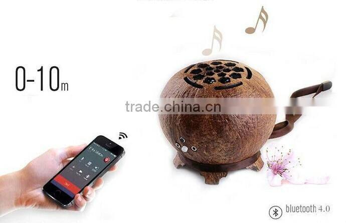 2016 general use coconut shell bluetooth speaker for Desktop PC, Lonovo Yoga, Ipad Pro, Xiaomi note3, Huawei mate S, Htc A9
