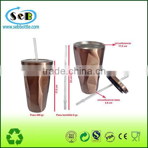 16oz stainless steel tumbler with straw stainless steel coffee mug