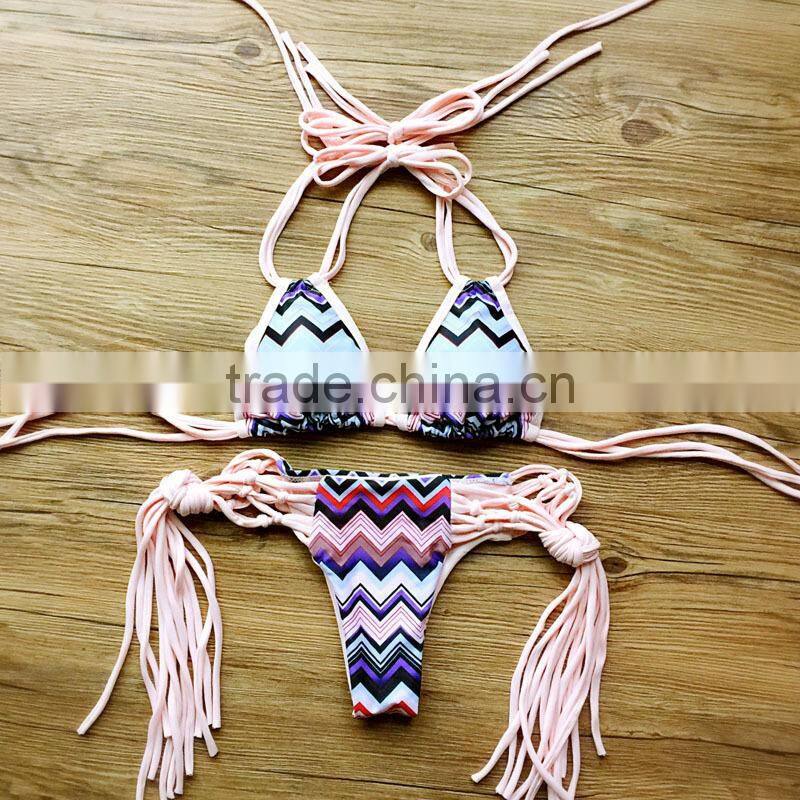 pineapple double side swimwear bikini/ mzyg halter bikini swimwear/ fancy bikini set swimwear beachwear