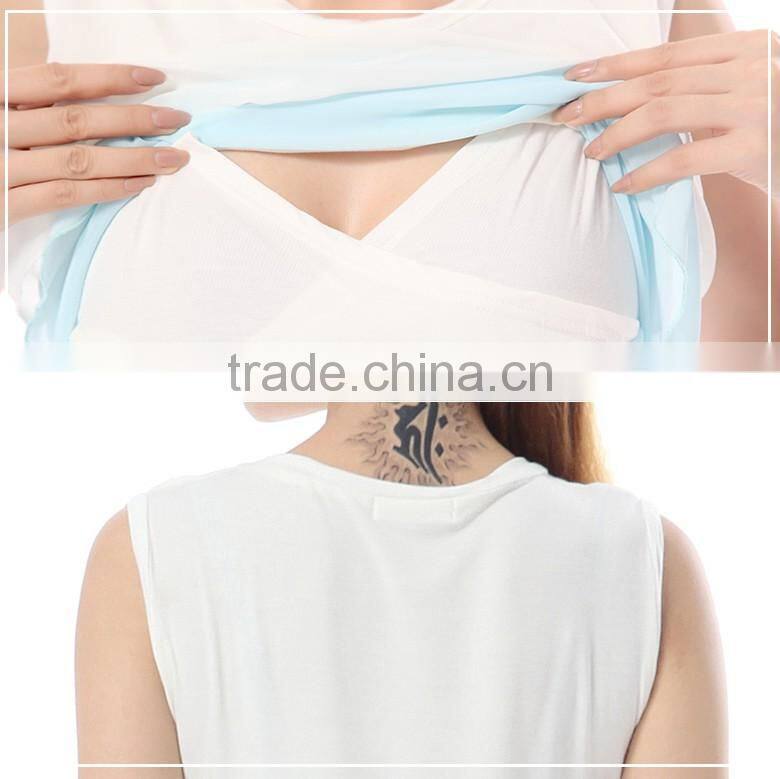comfortable sleeveless light color breastfeeding clothes Wholesale maternity clothes nursing tops