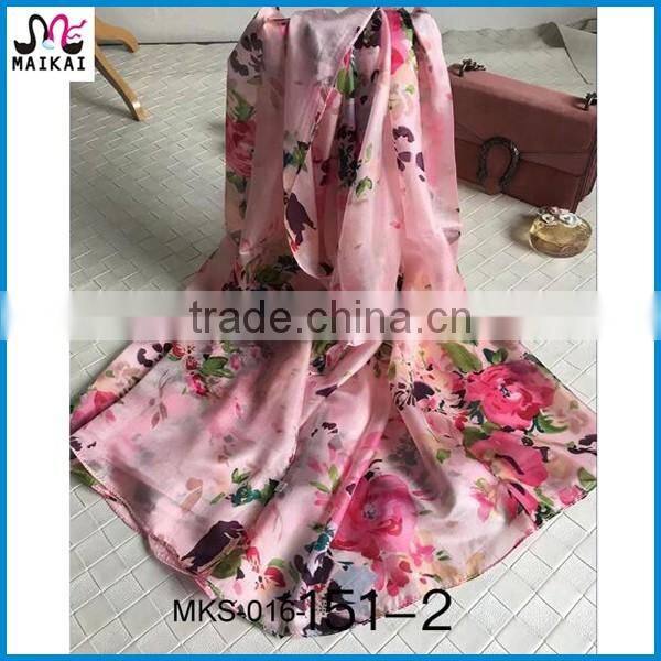 European hot selling printing silk summer fashion beach scarf