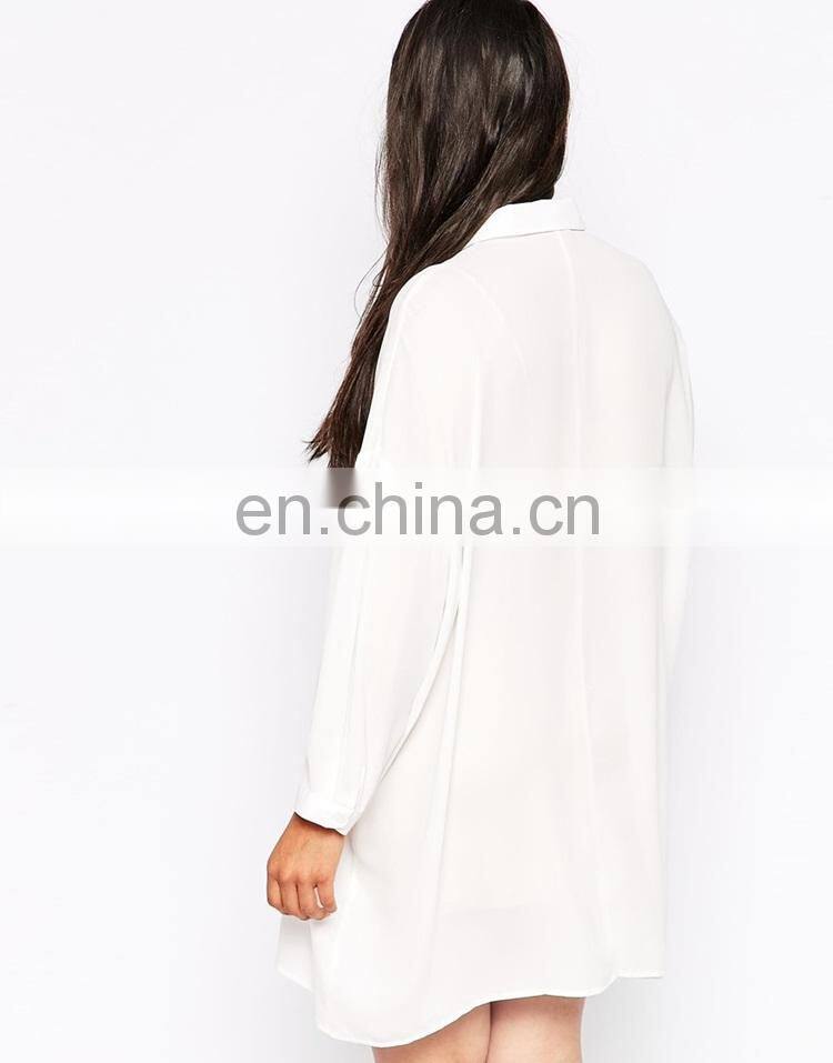 The latest white Oversized Longline chiffon Blouse for women
