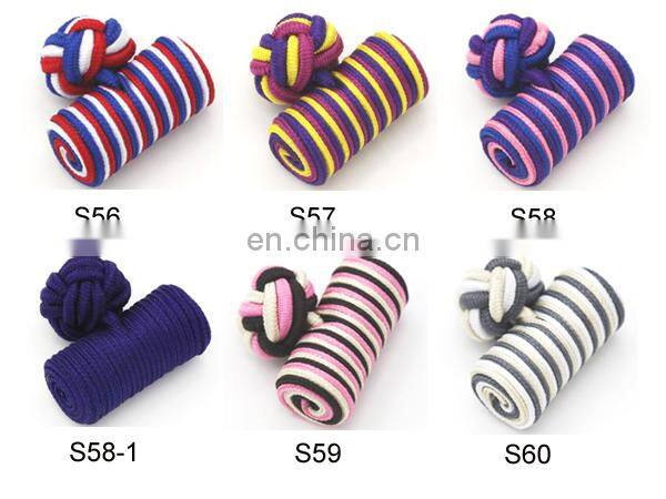 New fashion Cylinder shape silk knot cufflinks color can be mixed handmade