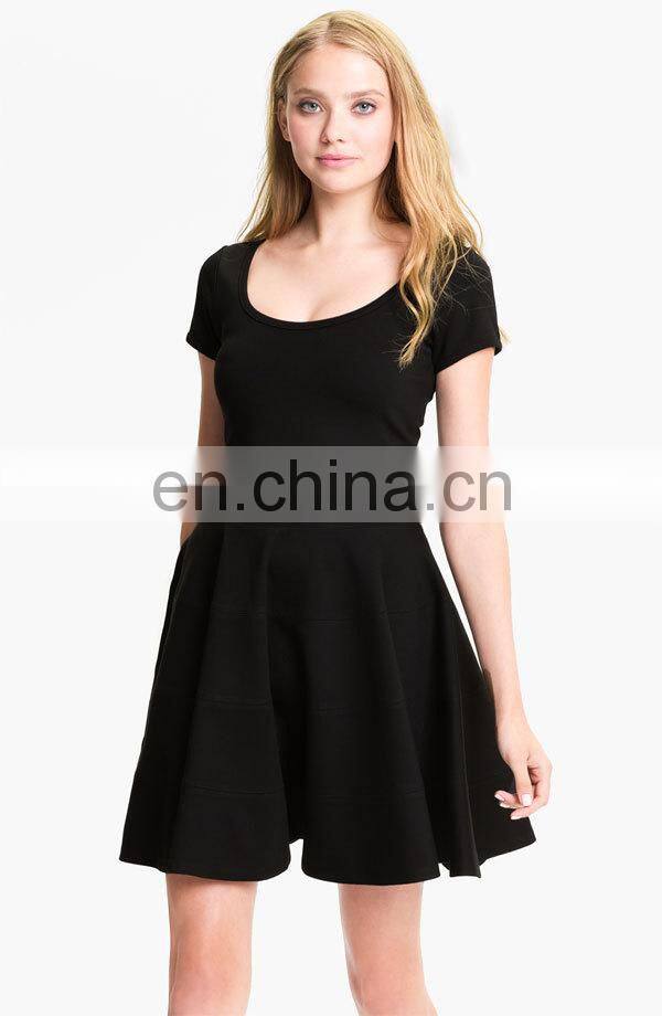 CHEFON Exposed back zipped ponte knit fit and flare new ladies fashion dress 2017 design