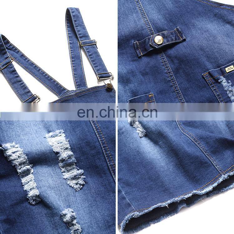 Fashion Style Blue Short Demin Dresses Manufacturer, Cheap Demin Suspender Skirt ,denim skirt