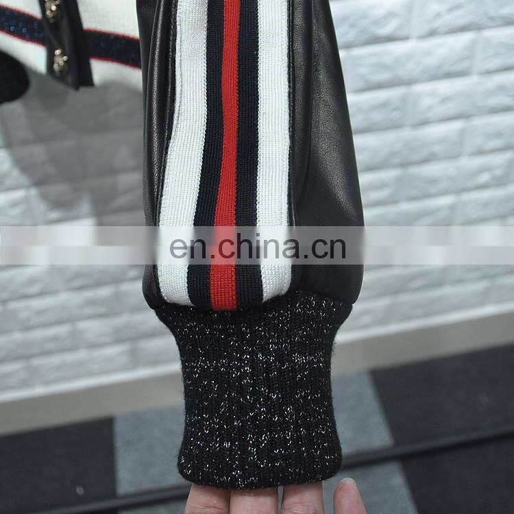 Fashion Sheep Leather Coat Ladies Long Sleeve Warm Italian Leather Coats