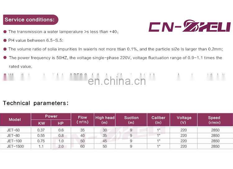 100% copper wire brass impeller high lifting clean Jet Type tanzania water pump