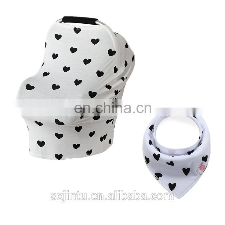 New Baby Gift Cotton Set Nursing Scarf 4-in-1 Amazon wave Infinity scarf car seat cover with baby curp cloths Set