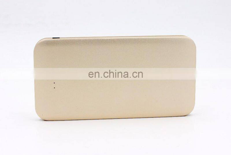 Oem logo print super thin metal power bank 8000mah golden oem color power portable charger