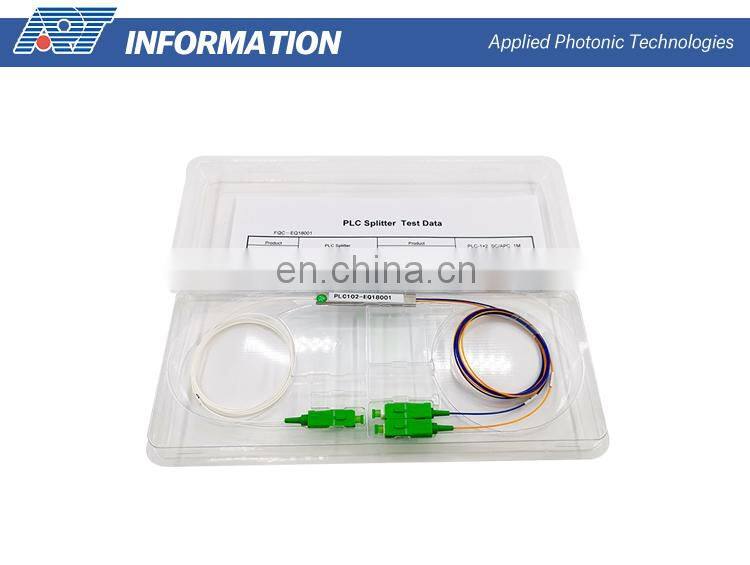 Fast delivery steel tube type 1x2 plc optical splitter 1260-1650nm wavelength