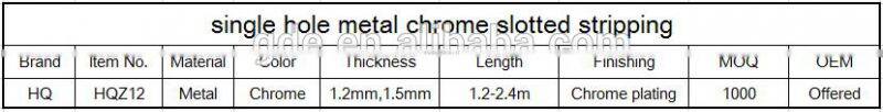 single hole metal chrome slotted stripping