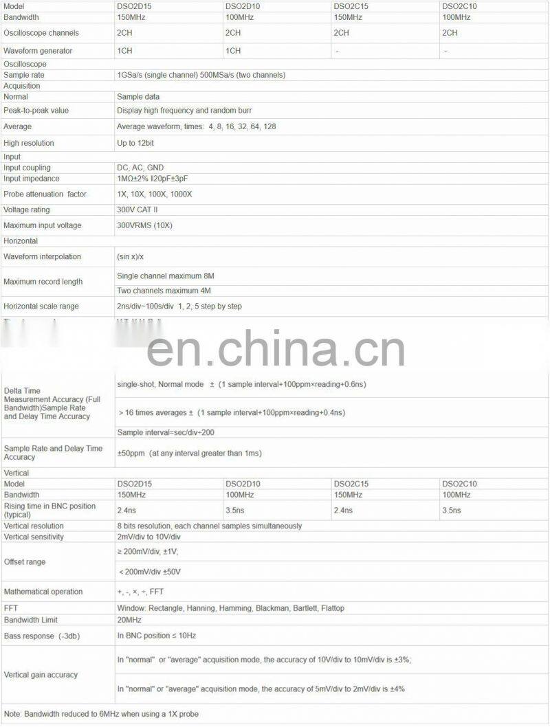 Hantek DSO2D10 2 Channel 100MHz 1GSa/S Digital Storage Oscilloscope With 1CH AWG Signal Generator