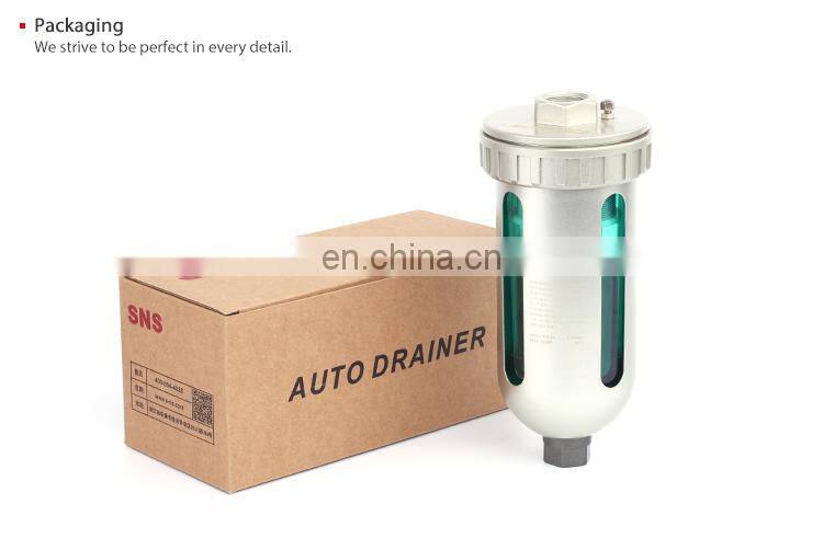 SNS AD Series pneumatic automatic drainer auto drain valve for air compressor