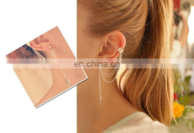 Alloy Ear Clip Leaf Tassel Earrings For Women Gift Ear Cuff Fashion Personality Earrings Jewelry
