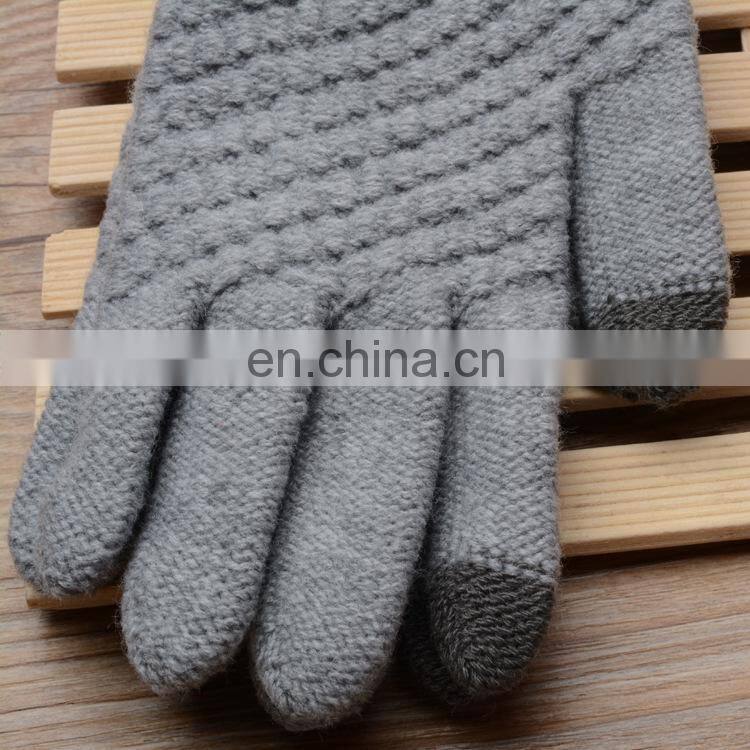 Women Men Knitted Winter acrylic Gloves Warm Thick Gloves Touch Screen Gloves