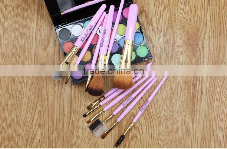 2016 popular hotsale Lady cosmetic skin care 12pcs makeup brushes set