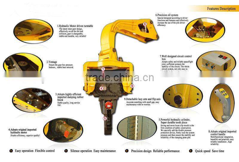 Excavator vibro hydraulic pile hammer for 30tons excavator