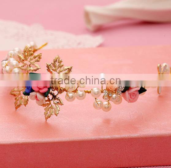 Hair accessories hair jewelry rhinestone wedding flowers gold plated jewelry wholesale crowns
