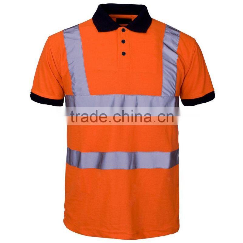 Orange high visibility button shirts with short sleeve
