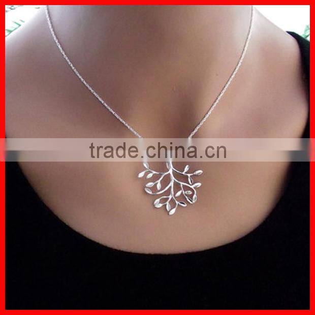 plain pure silver 925 sterling silver two layer long bar triangle silver necklace