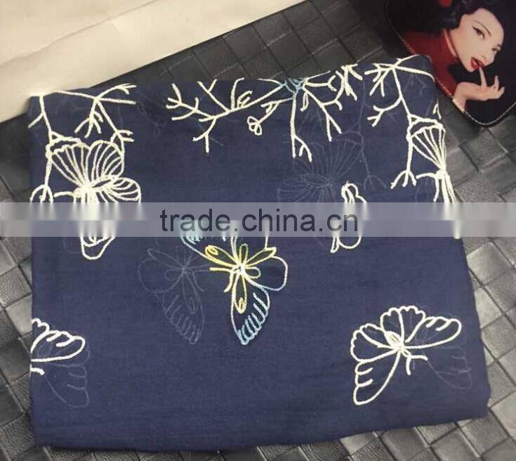 New Fall Spring Fashion Viscose Butterfly Embroidery Scarf