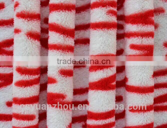 soft red stripe tiger print plush toy fabric