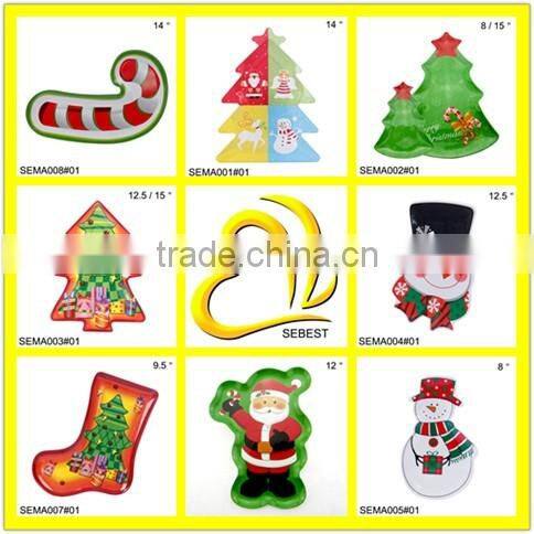 custom beautiful printing X-mas tableware melamine snowman dish