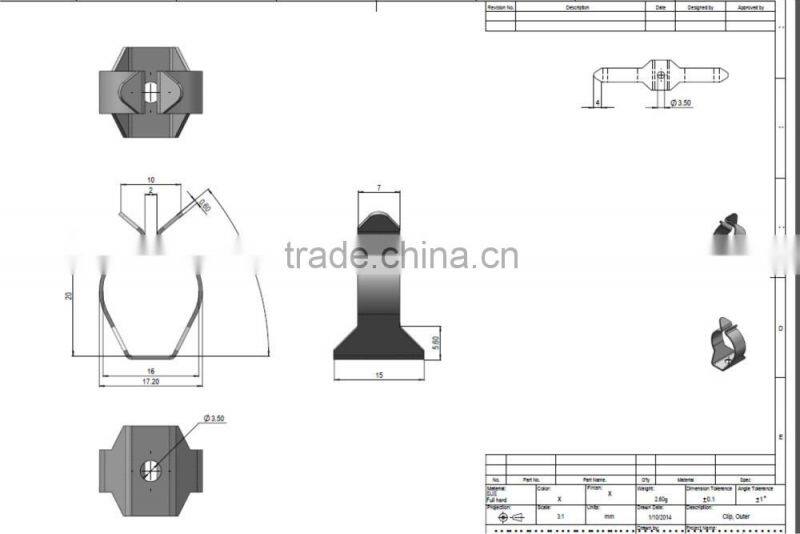 custom stainless steel spring clip with sand blasted and GrW plated