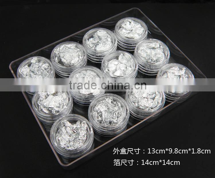 colorful foilGold Silver Foil for nail art 12 boxes