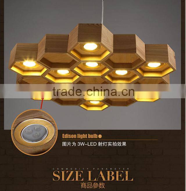 New Design honeycomb wooden Ceiling Lamp With LED lighting