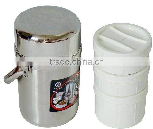 stainless steel 3 layers collapsible thermos lunch boxes with fork and chopstick