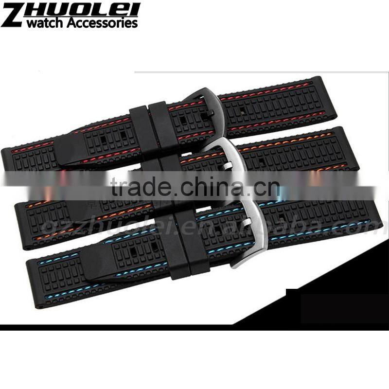 24mm black diver Rubber watch strap Wholesale 3PCS