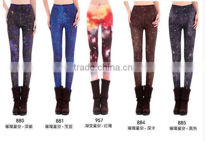 European and American fashion girl gradient high elastic tights leggings pantyhose female feet pants tight pants printing Spring